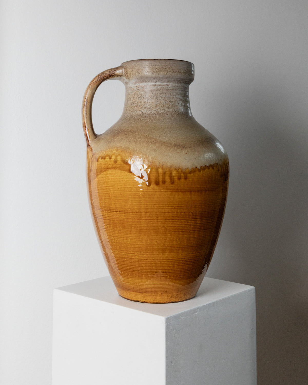 Vintage ceramic vase by Scheurich beige brown country house decoration 1970s