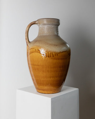 Vase vintage en céramique de Scheurich beige marron décoration maison de campagne années 1970