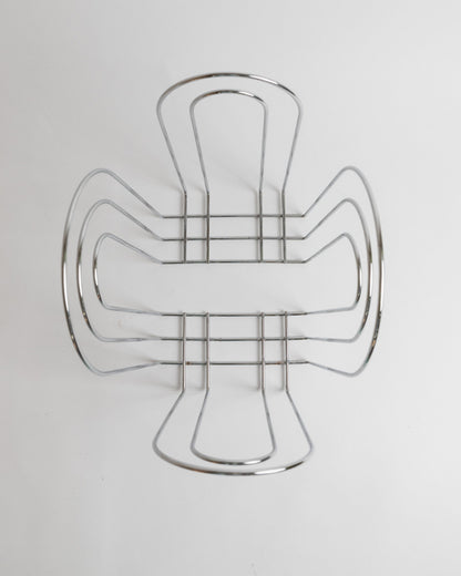 Panier en métal chromé vintage Space Age Design 1980s Retro Idée cadeau