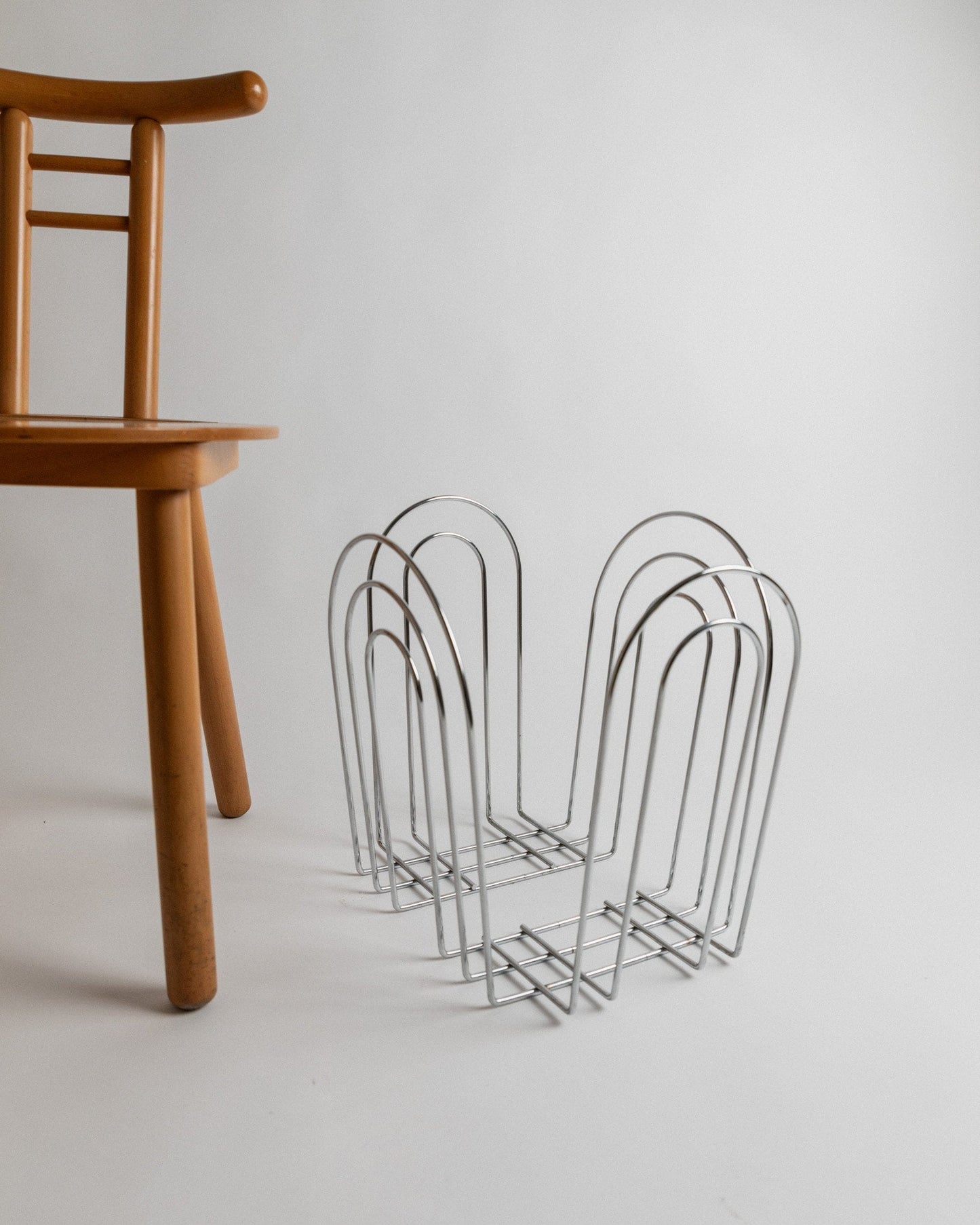 Panier en métal chromé vintage Space Age Design 1980s Retro Idée cadeau