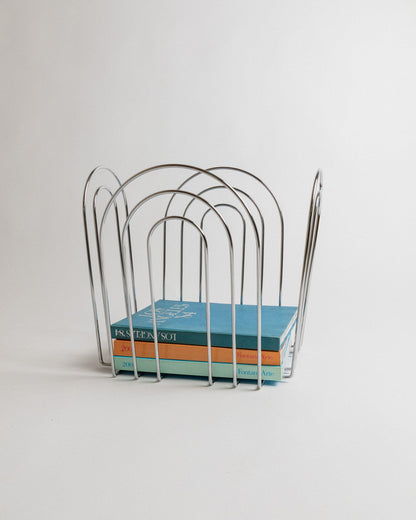 Panier en métal chromé vintage Space Age Design 1980s Retro Idée cadeau