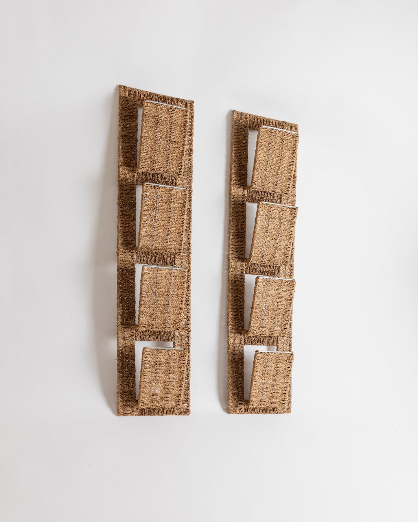 Vintage Magazinständer Rattan Mid Century Design Italien 1980er Set von 2 Beige Braun