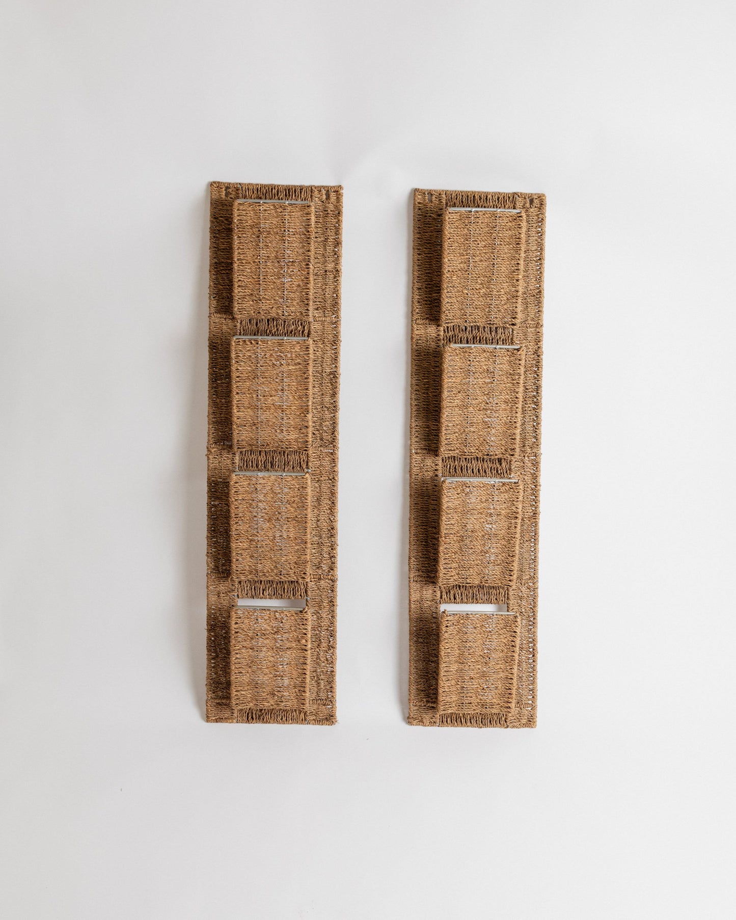 Vintage Magazinständer Rattan Mid Century Design Italien 1980er Set von 2 Beige Braun