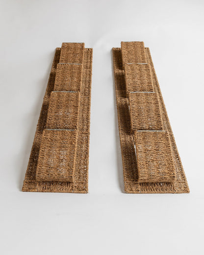 Vintage Magazinständer Rattan Mid Century Design Italien 1980er Set von 2 Beige Braun