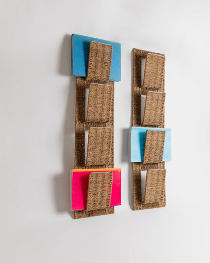 Vintage Magazinständer Rattan Mid Century Design Italien 1980er Set von 2 Beige Braun