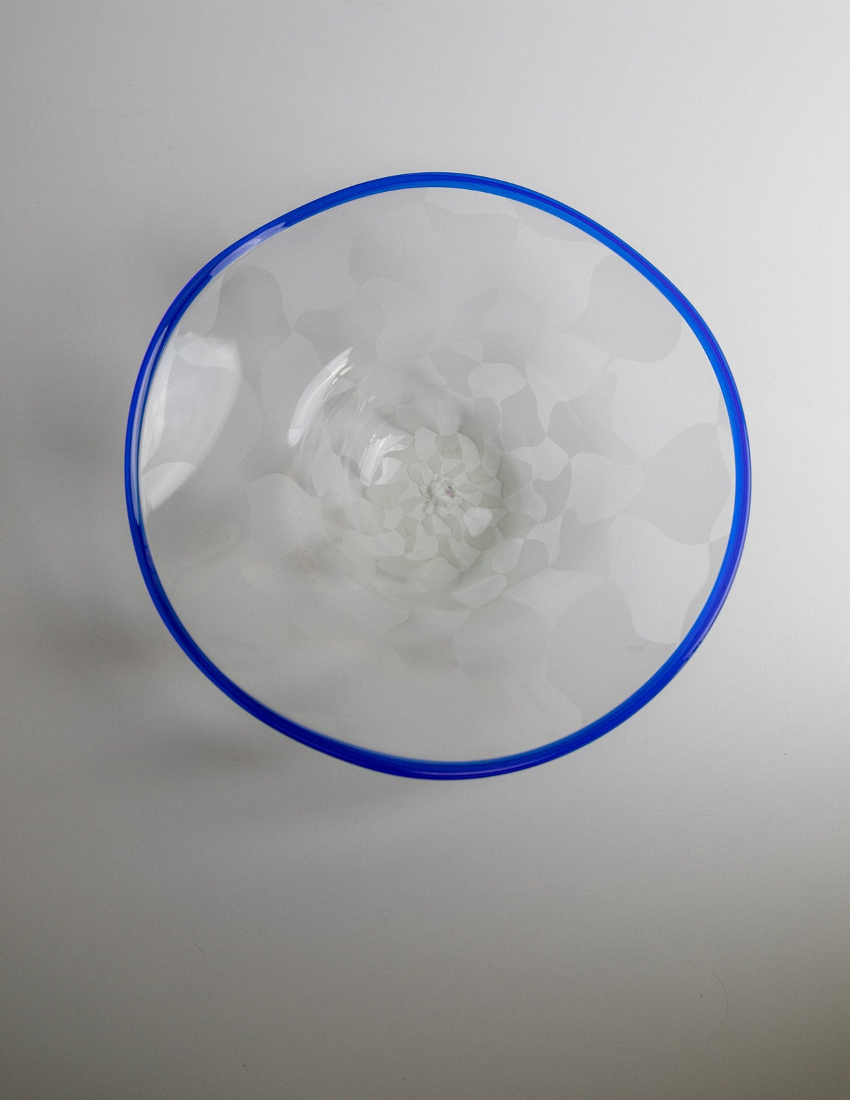 Vintage Murano Glas Schale kariert blau Wellenrand Mid Century Design 1990er