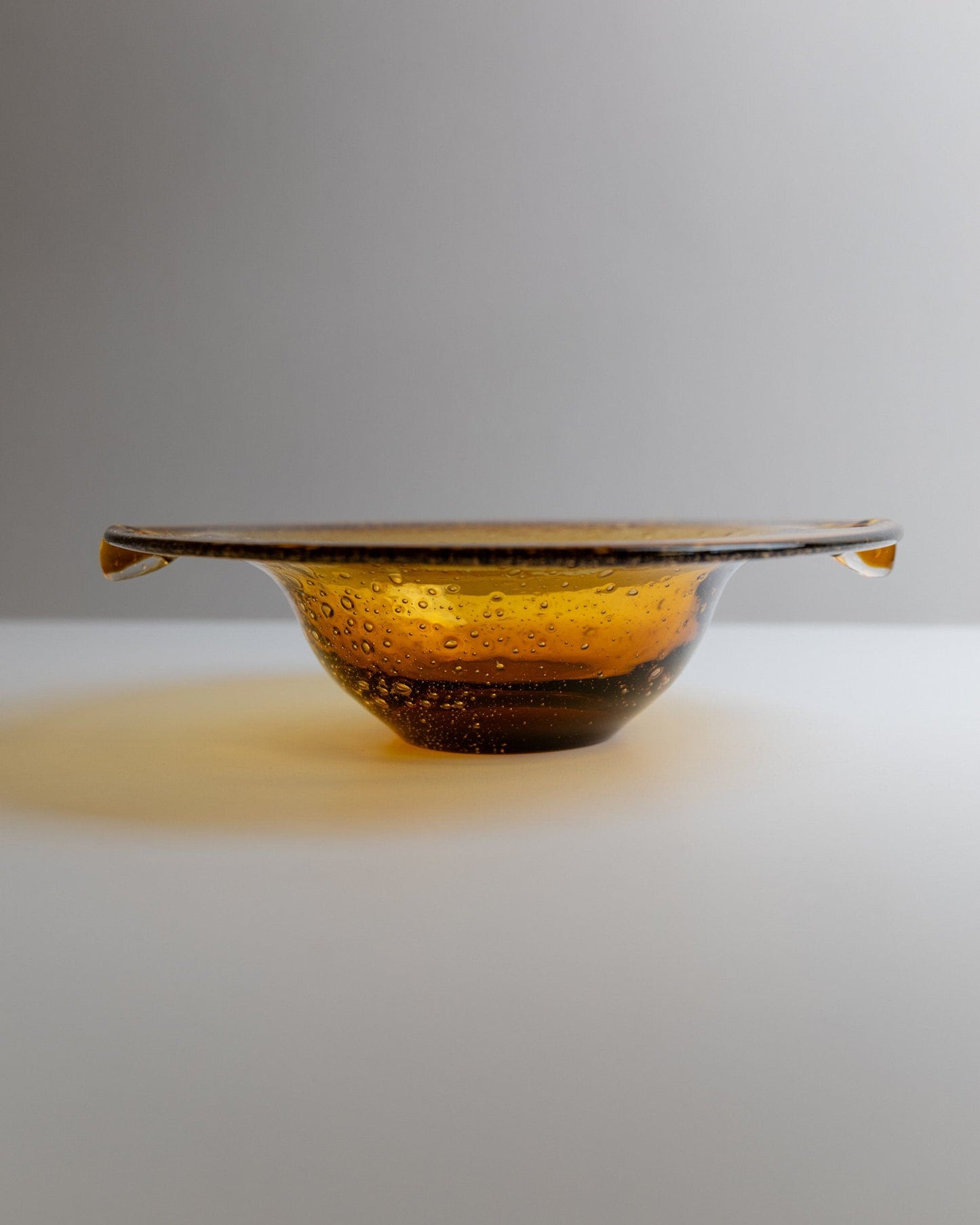 Vintage Schale Murano Glas groß bernsteinfarben mit Blasen Mid Century Design 1970er