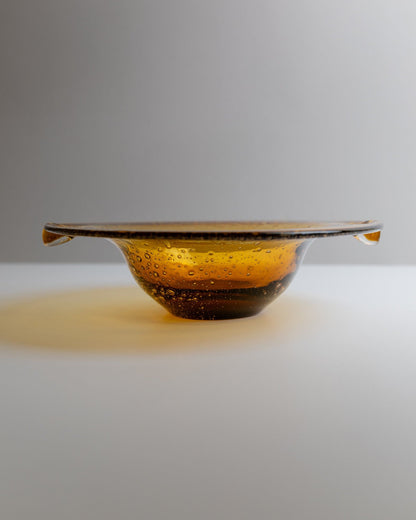 Vintage Schale Murano Glas groß bernsteinfarben mit Blasen Mid Century Design 1970er