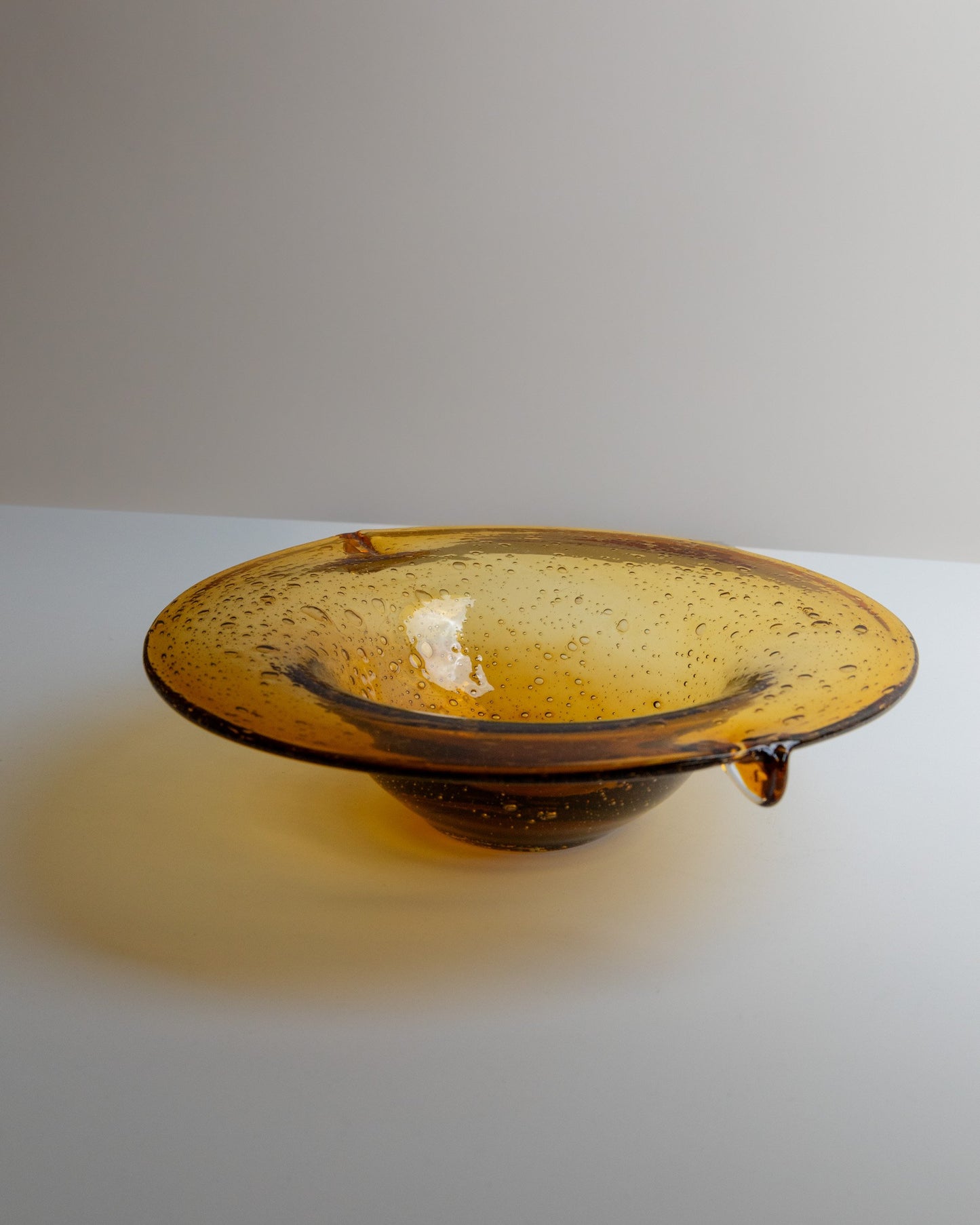 Vintage Schale Murano Glas groß bernsteinfarben mit Blasen Mid Century Design 1970er