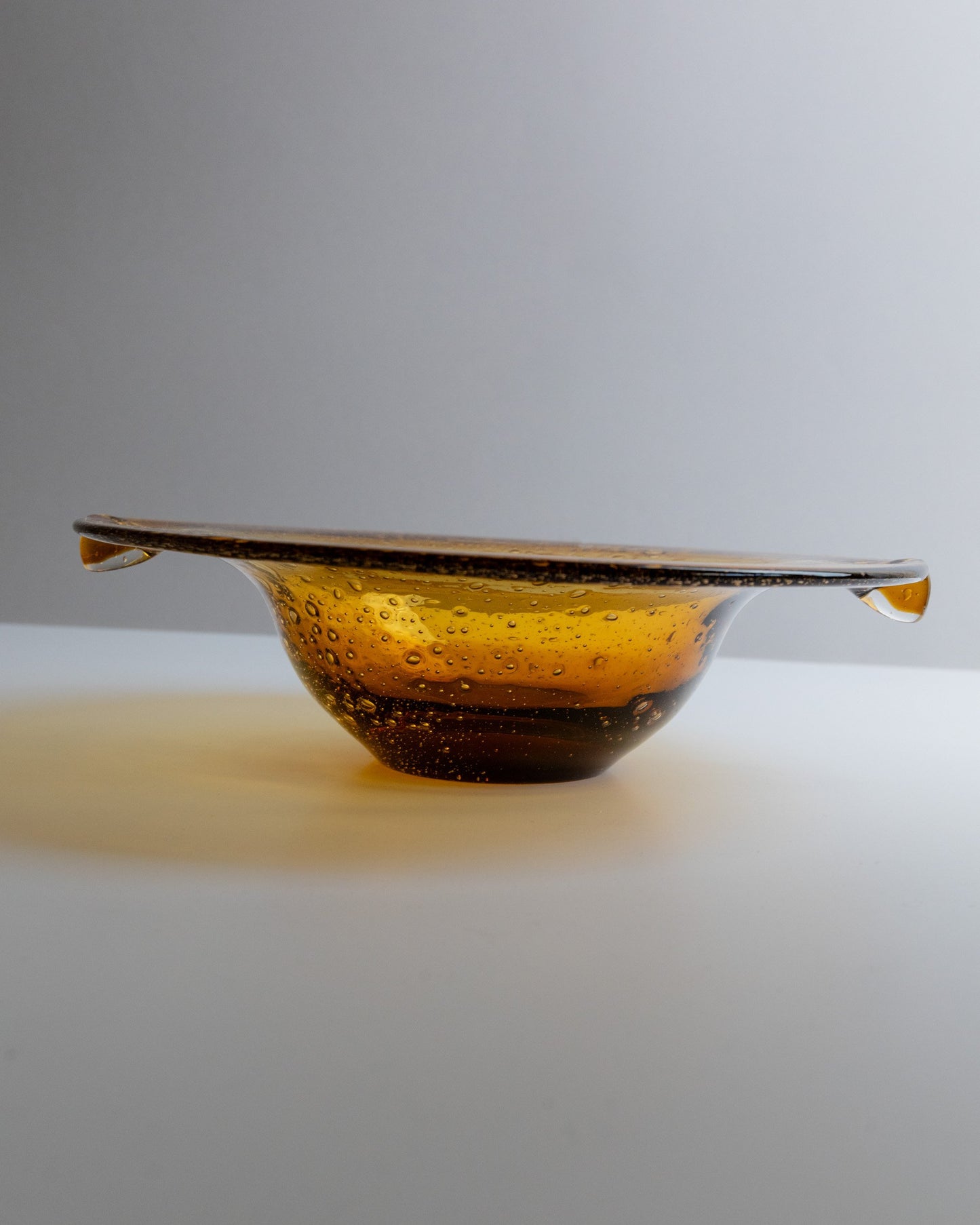 Vintage Schale Murano Glas groß bernsteinfarben mit Blasen Mid Century Design 1970er