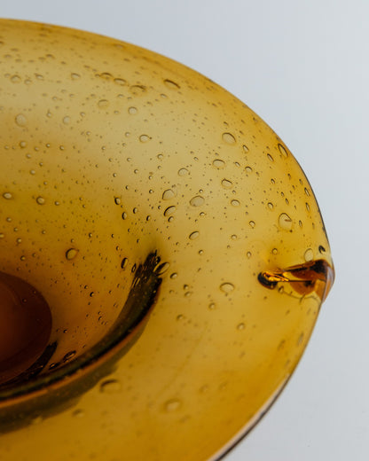 Vintage Schale Murano Glas groß bernsteinfarben mit Blasen Mid Century Design 1970er