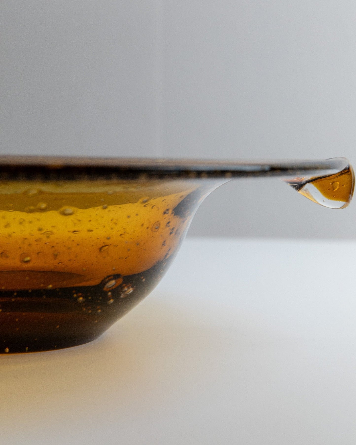 Vintage Schale Murano Glas groß bernsteinfarben mit Blasen Mid Century Design 1970er