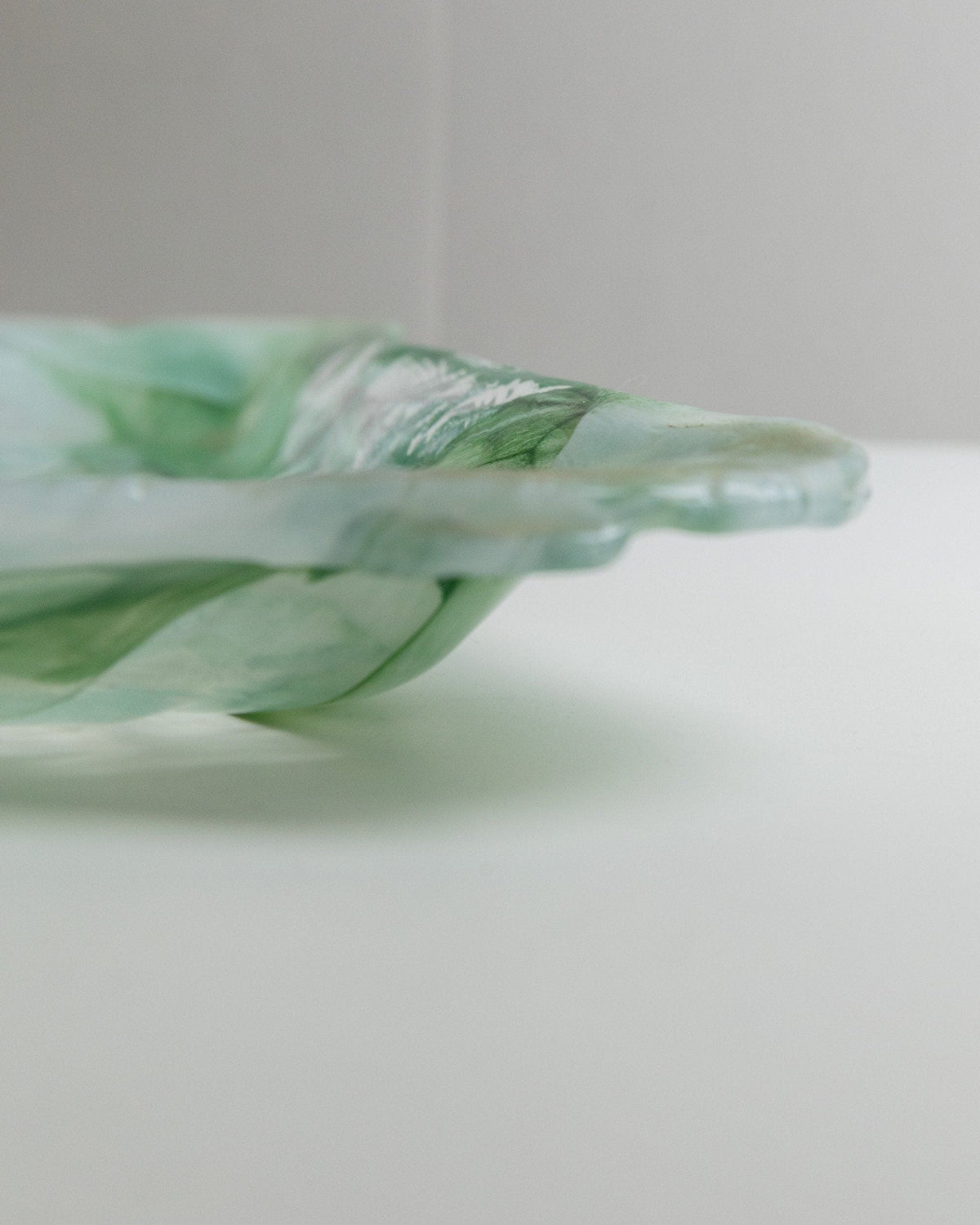 Vintage Tablett Murano Glas grün weiß handgefertigt Mid Century Design 1970er