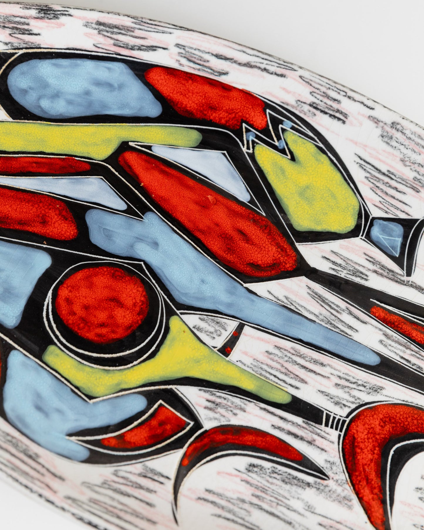 Assiette murale vintage en céramique motif abstrait coloré Design Mid Century Italie années 1970