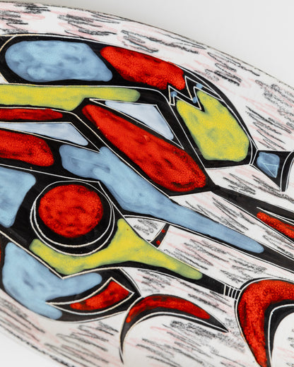 Assiette murale vintage en céramique motif abstrait coloré Design Mid Century Italie années 1970