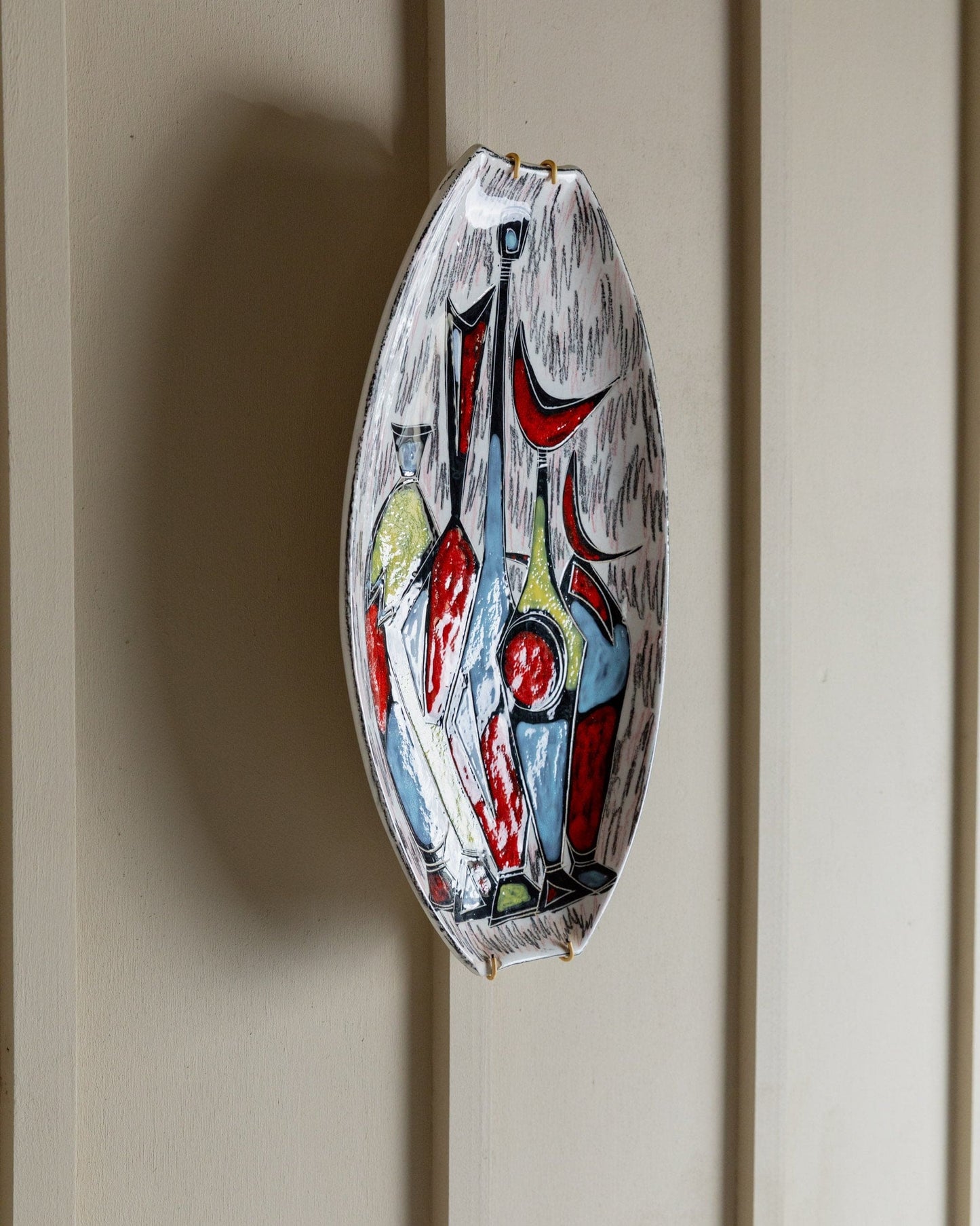 Assiette murale vintage en céramique motif abstrait coloré Design Mid Century Italie années 1970