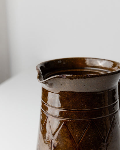 Vase vintage en céramique avec anse par Urbano Fontana marron Italie années 1970