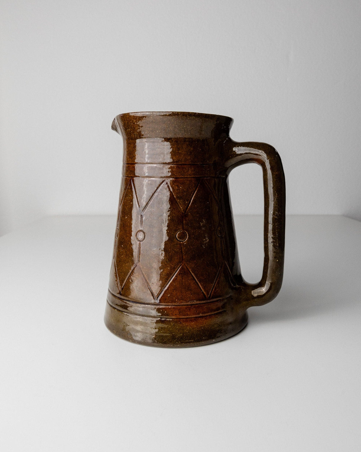 Vintage Keramikvase mit Henkel von Urbano Fontana braun Italien 1970er