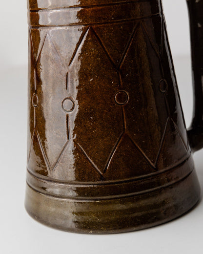 Vase vintage en céramique avec anse par Urbano Fontana marron Italie années 1970