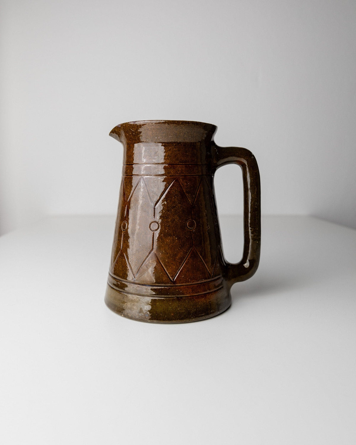 Vintage Keramikvase mit Henkel von Urbano Fontana braun Italien 1970er