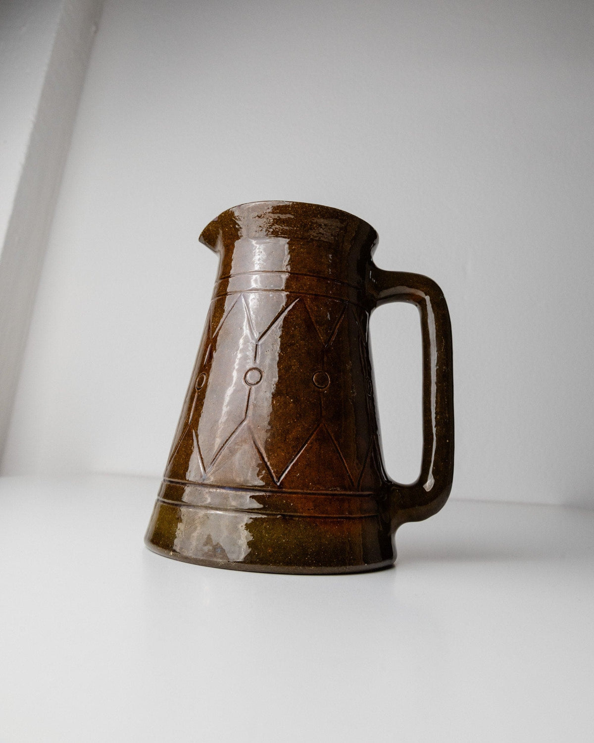 Vintage Keramikvase mit Henkel von Urbano Fontana braun Italien 1970er