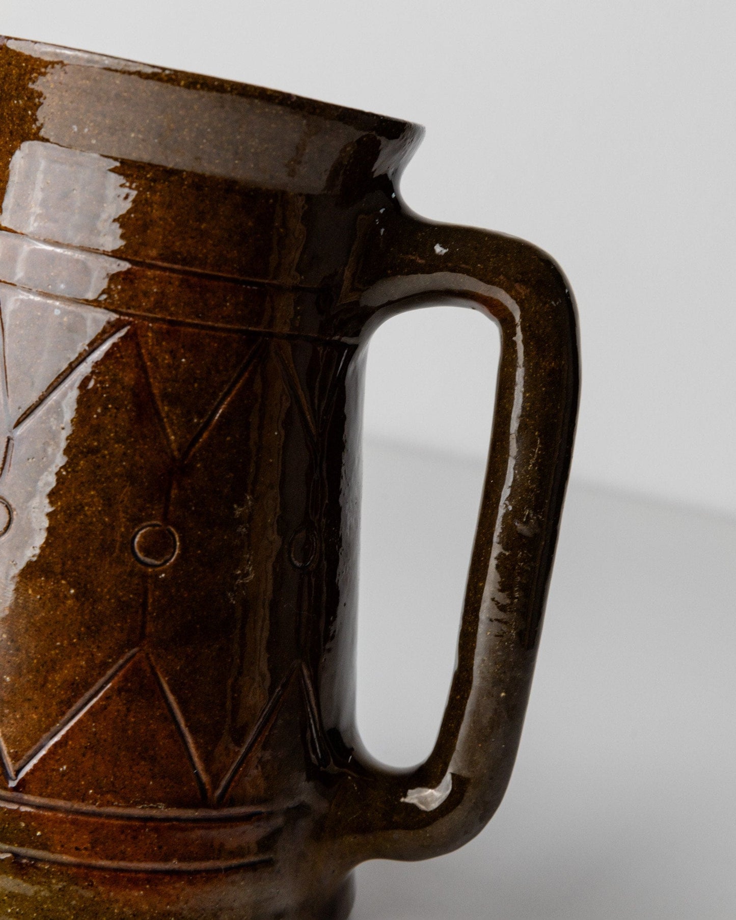 Vase vintage en céramique avec anse par Urbano Fontana marron Italie années 1970