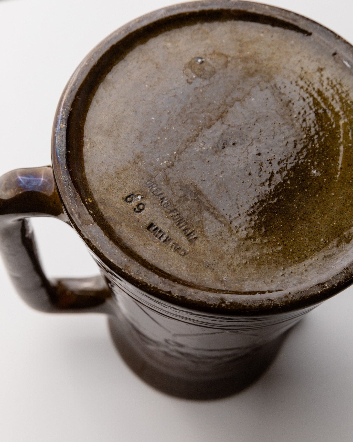 Vase vintage en céramique avec anse par Urbano Fontana marron Italie années 1970