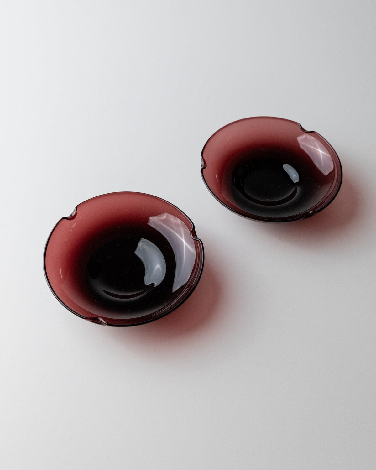 Vintage Ashtray Murano Glass Blackberry Dark Red Mid-Century Set of 2