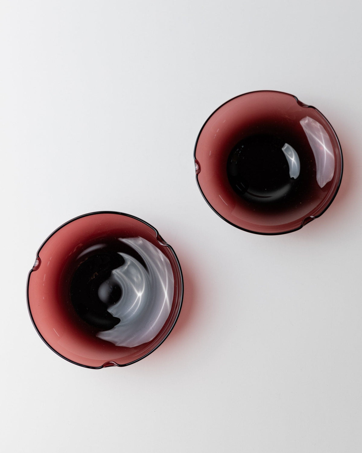 Vintage Ashtray Murano Glass Blackberry Dark Red Mid-Century Set of 2