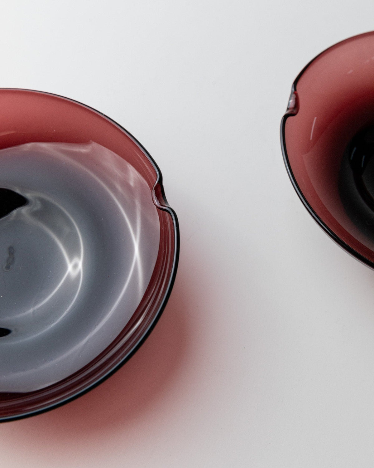 Vintage Ashtray Murano Glass Blackberry Dark Red Mid-Century Set of 2