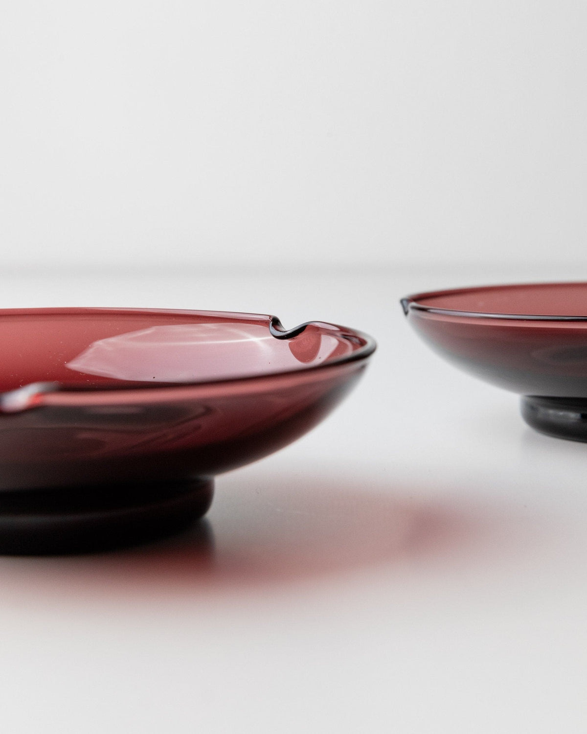 Vintage Ashtray Murano Glass Blackberry Dark Red Mid-Century Set of 2