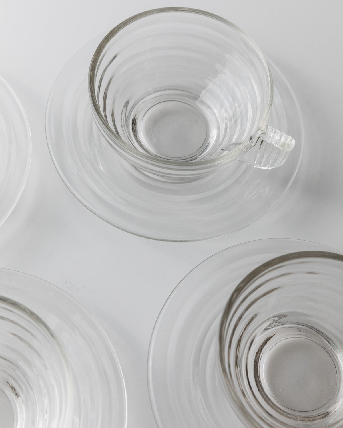 Vintage tea cup glass Italy 60s Art Deco transparent set of 4