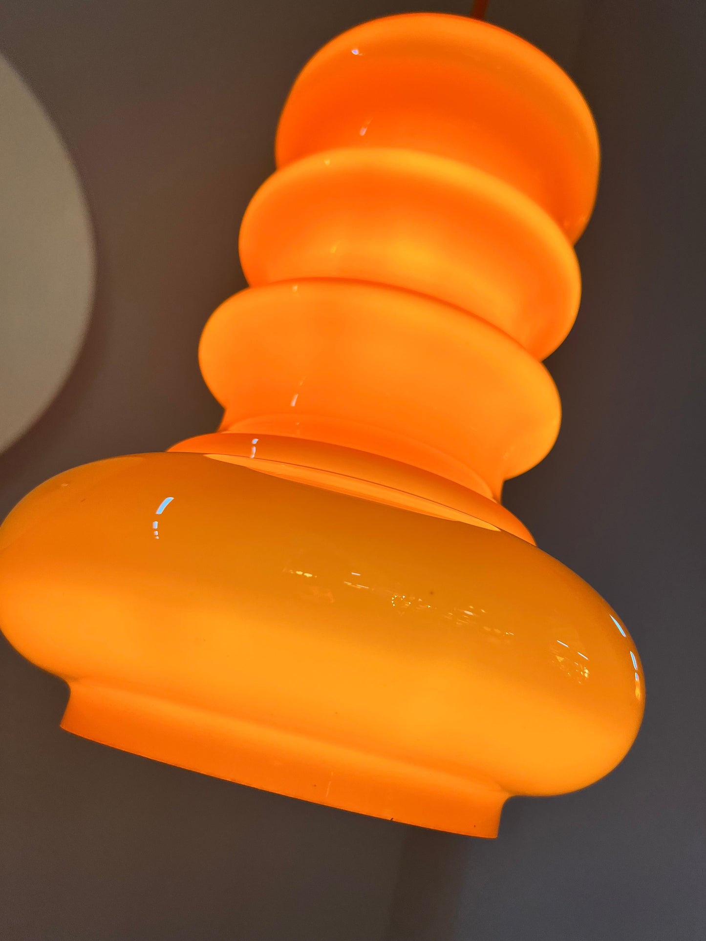 Lampe suspendue vintage en verre orange