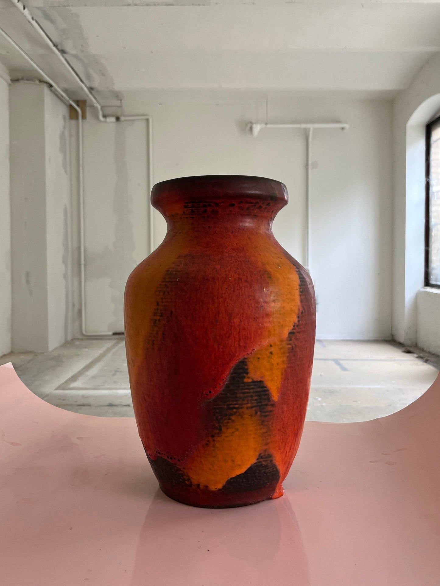 Vintage vase 7312-30 Fat Lava orange red from Carstens Keramik West Germany