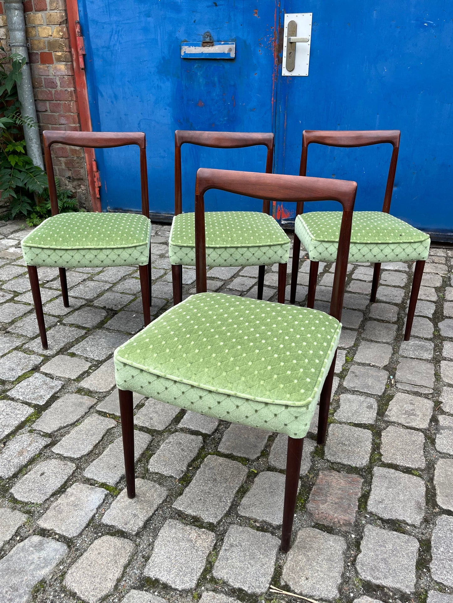 4x upholstered chair green rosewood