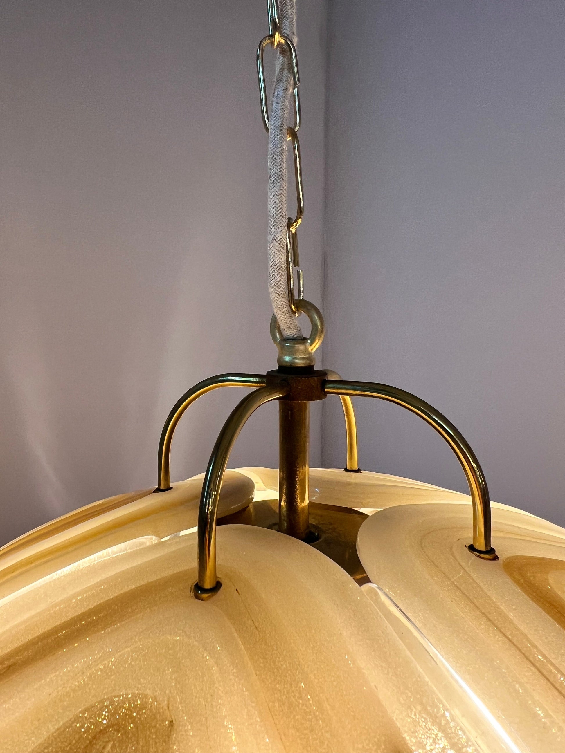 Vintage Hängelampe braun Glas von Cristallux