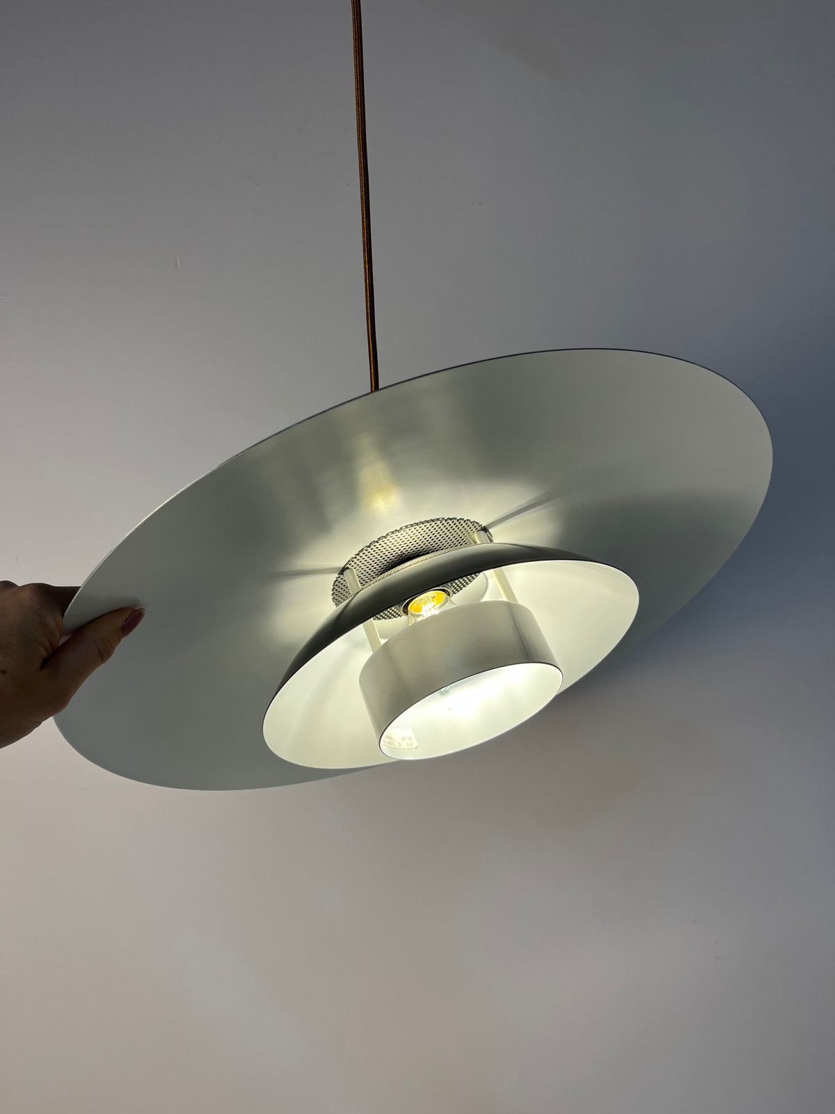 Vintage Hängelampe "Leto" von Top Lamper, silber-kupfer