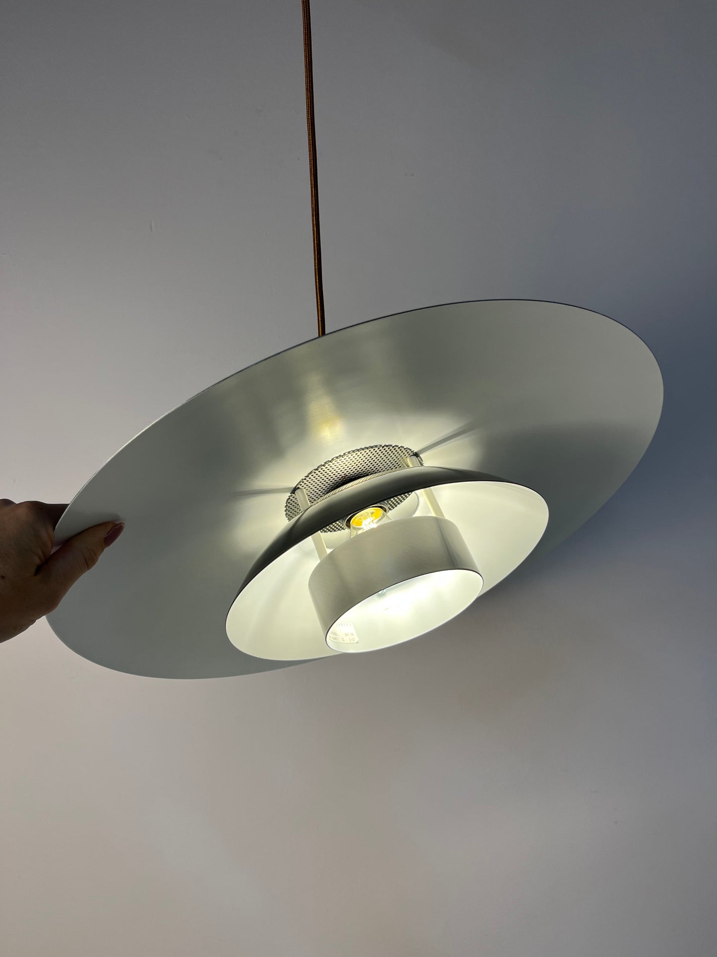 Vintage Hängelampe "Leto" von Top Lamper, silber-kupfer