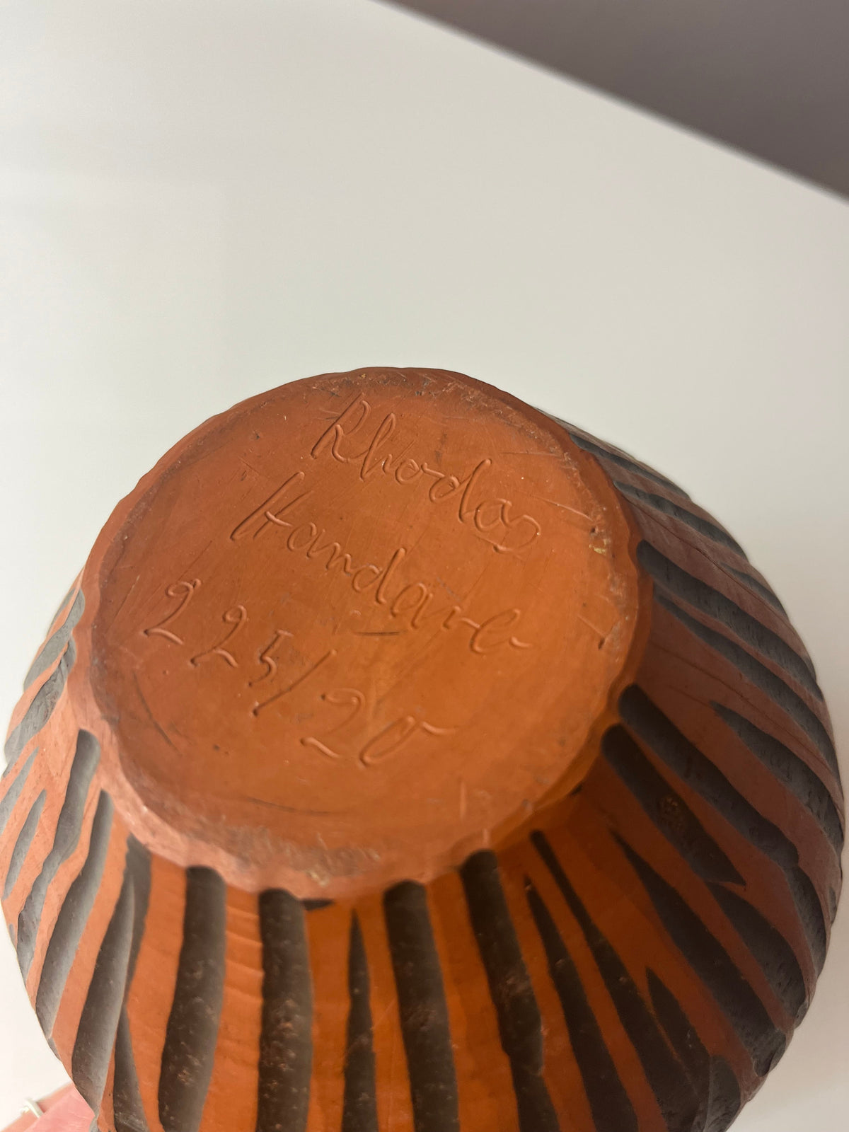 Vintage Vase Rhodos von Eiwa Keramik mit Ritzdekor Handarbeit