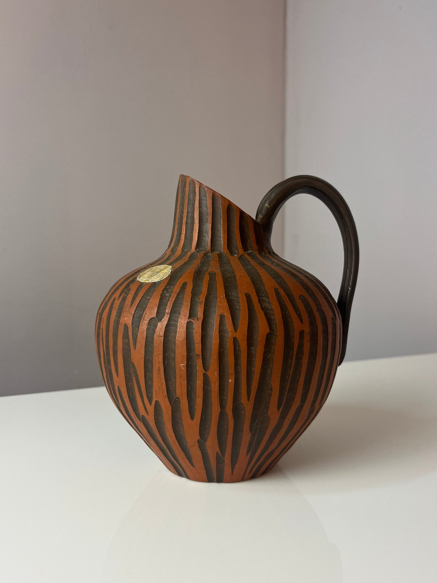 Vintage Vase Rhodos von Eiwa Keramik mit Ritzdekor Handarbeit