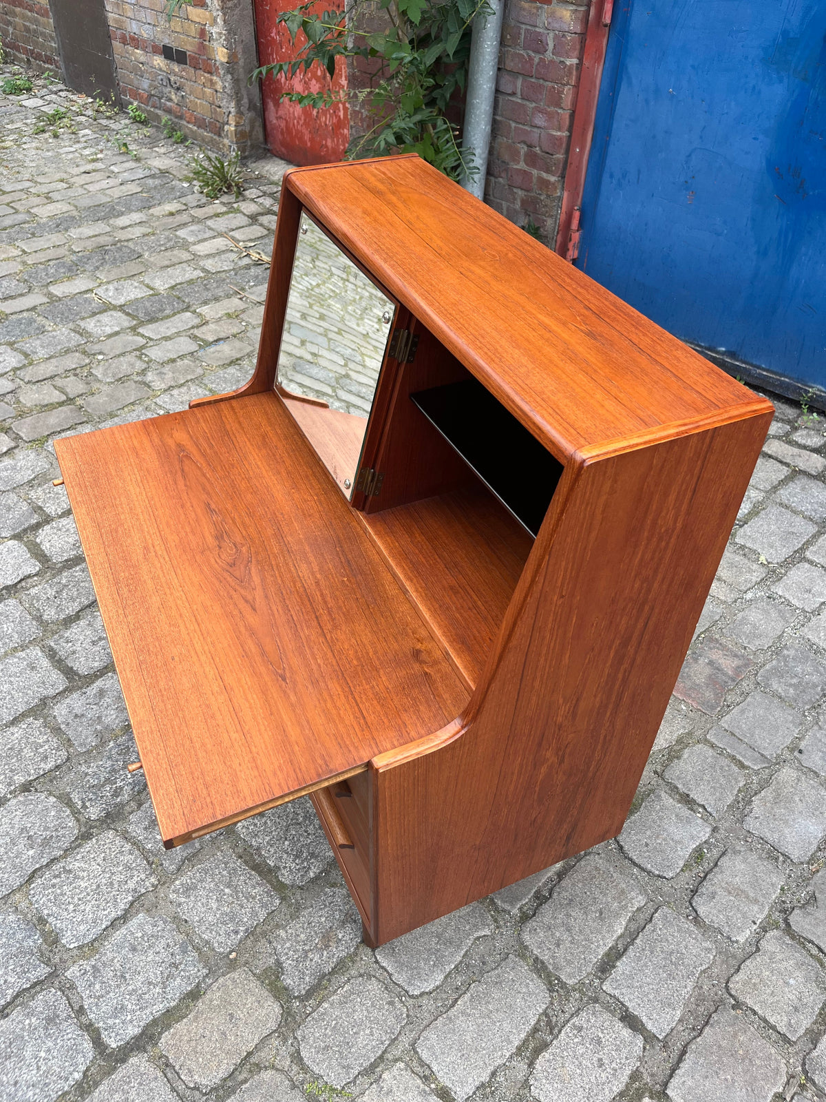 Vintage teak secretary with mirror from Denmark