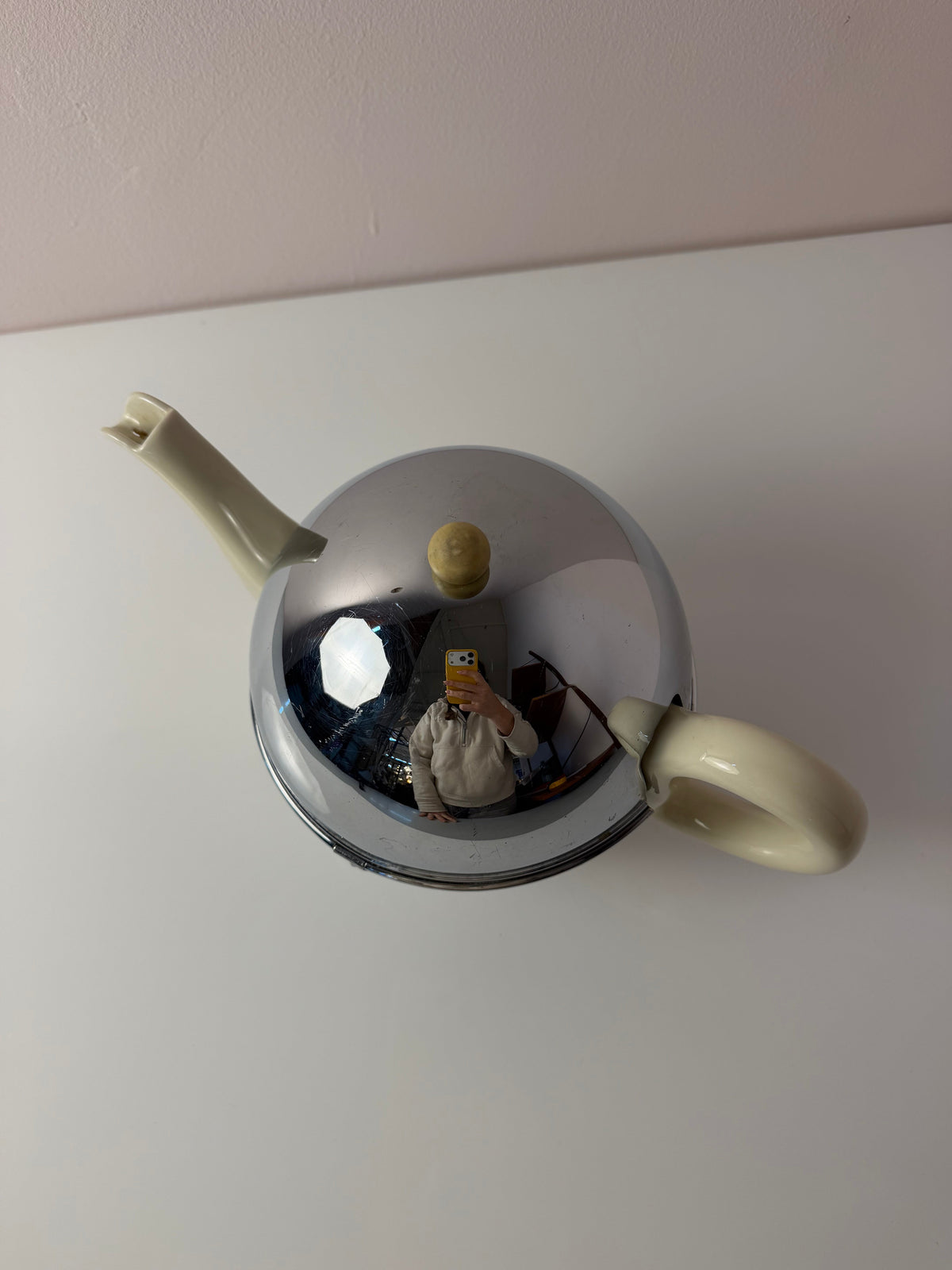 Vintage Teekanne Porzellan mit Chrom Thermohülle von Bauscher D.R.P.