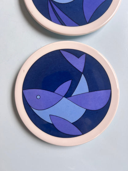 Lot de 2 assiettes de collection vintage bleues par Ib Antoni pour Bing &amp; Grøndahl