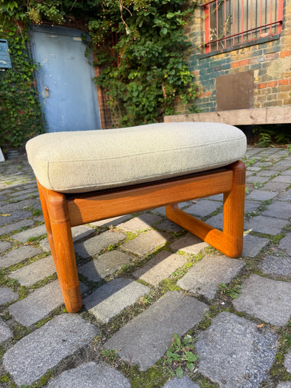 Hocker Teak und Wollstoff von Holstebro Møbelfabrik