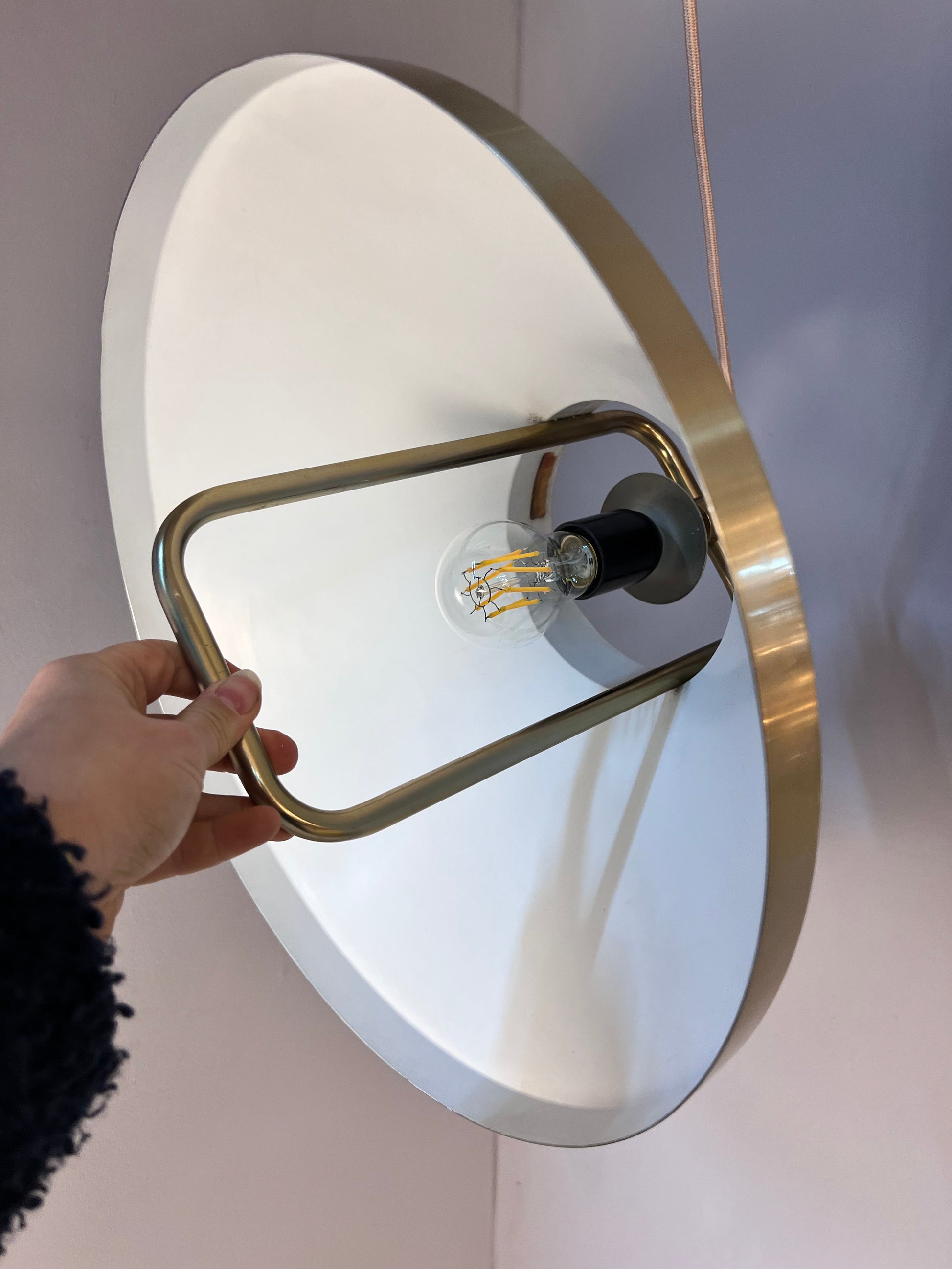 Vintage Hängelampe gold weiß von Fog und Mørup E27