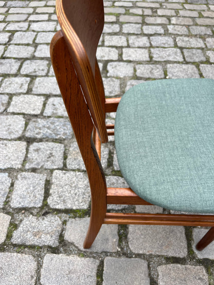 Lot de 2 chaises de salle à manger vintage en teck bleu sarcelle