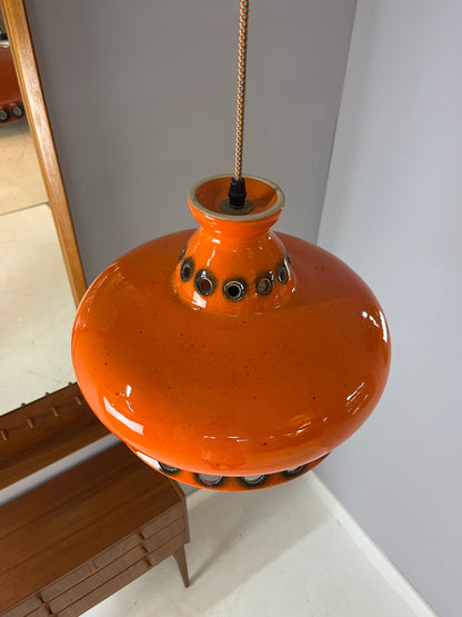 Lampe vintage en céramique orange d'Allemagne de l'Ouest