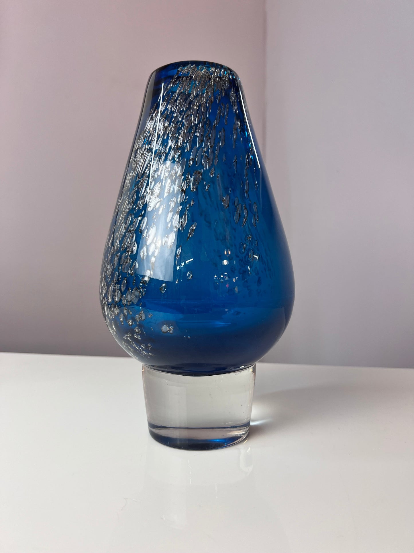 Vintage Vase blau Glas von Heinrich Löffelhardt für Schott Zwiesel