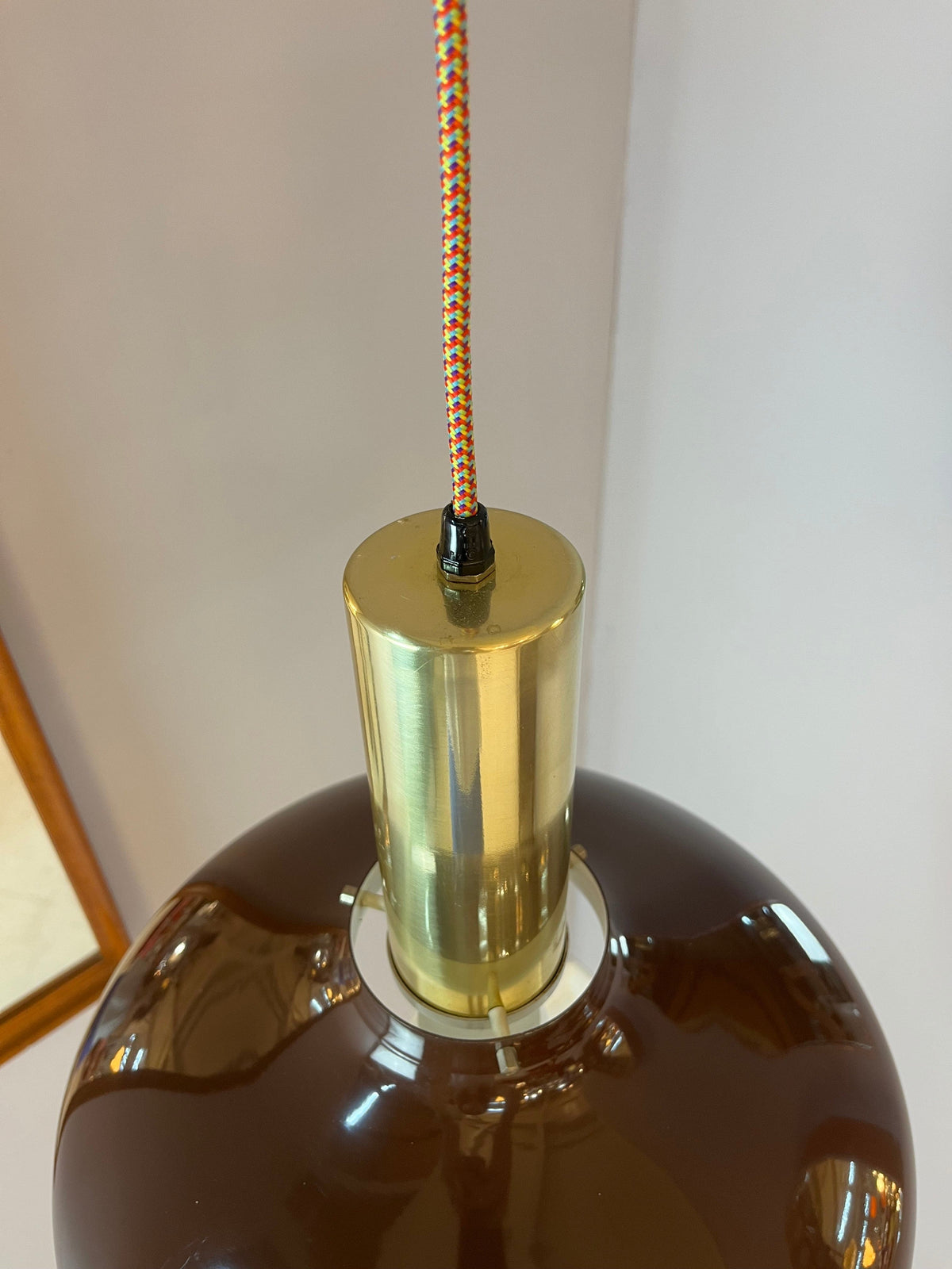 Lampe suspendue vintage en laiton marron du Danemark