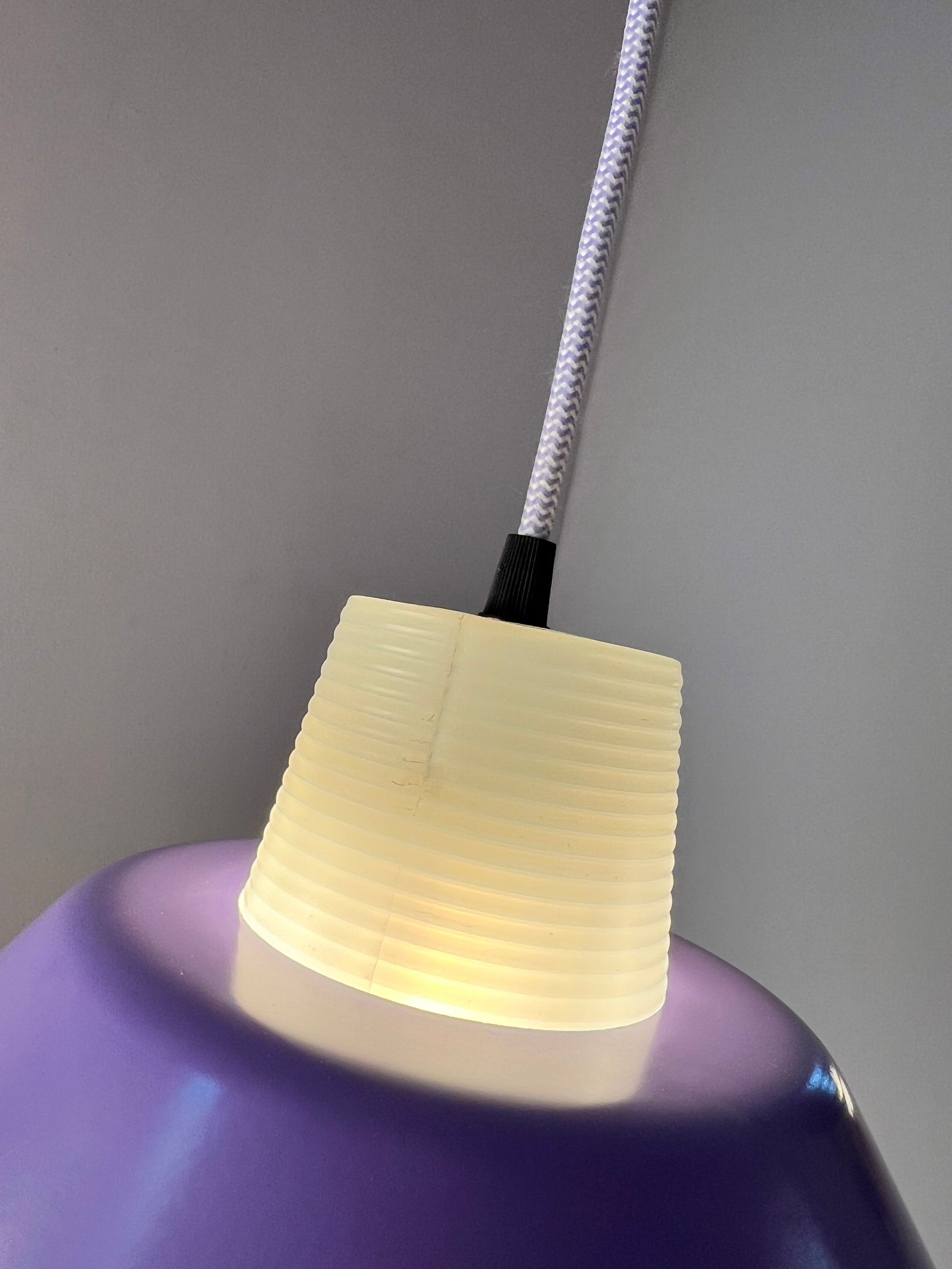 Vintage Hängelampe lila weiß aus Dänemark, E27, refurbished